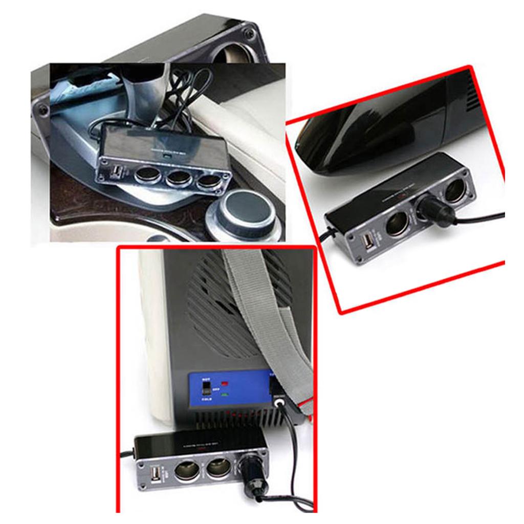 Universal Compact Auto Chargers Splitter Power Distribution Hub with USB Charging Port 3 Way Cigarettes Lighter Splitter