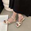 2025 new cool slippers female French fairy wind gentle thick heel word with low heel cool slippers