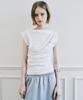 Nigaennikol Dot Shirring Drape Sleeveless Top_Ivory
