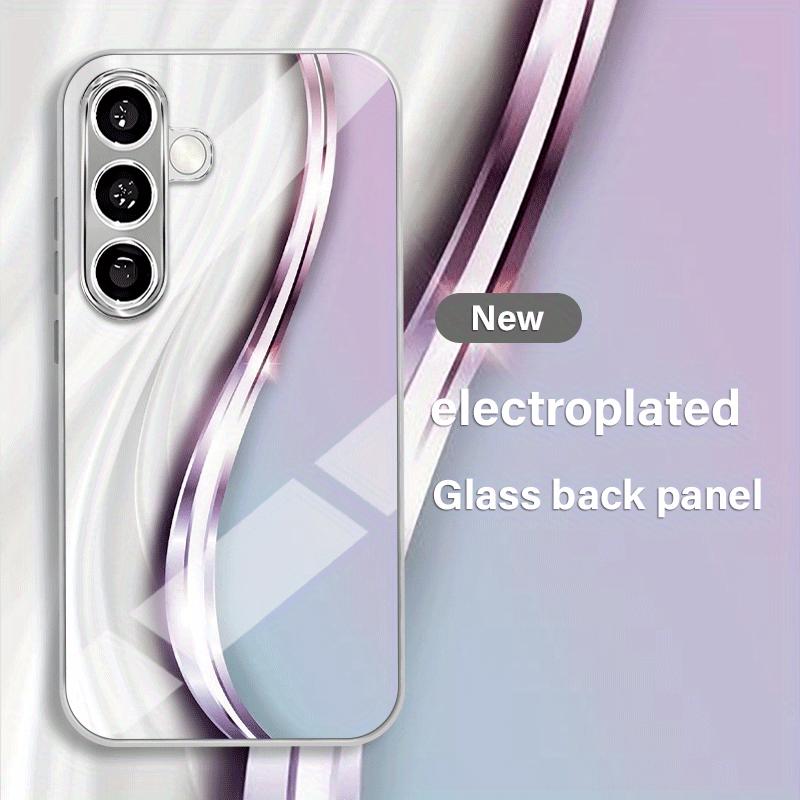 Gradient purple art pattern glass phone case suitable for Samsung Galaxy S26 S25 S24 S23 S22 S21 S20 FE Ultra Plus anti drop