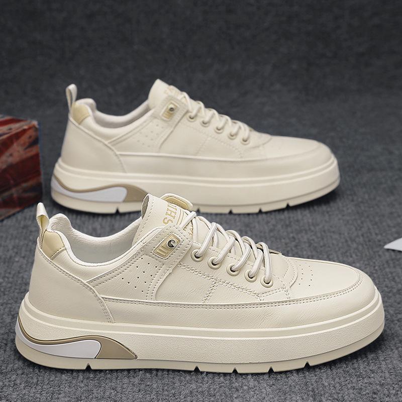 

2025 men s shoes autumn new microfiber leather surface platform white shoes fashion casual elastic band foot cover work board shoes 39