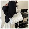 Chic Soft Faux Leather Chain Tote Bag for Women, Large Capacity Minimalist Shoulder Handbag, Trendy Solid Color Commuter Purse