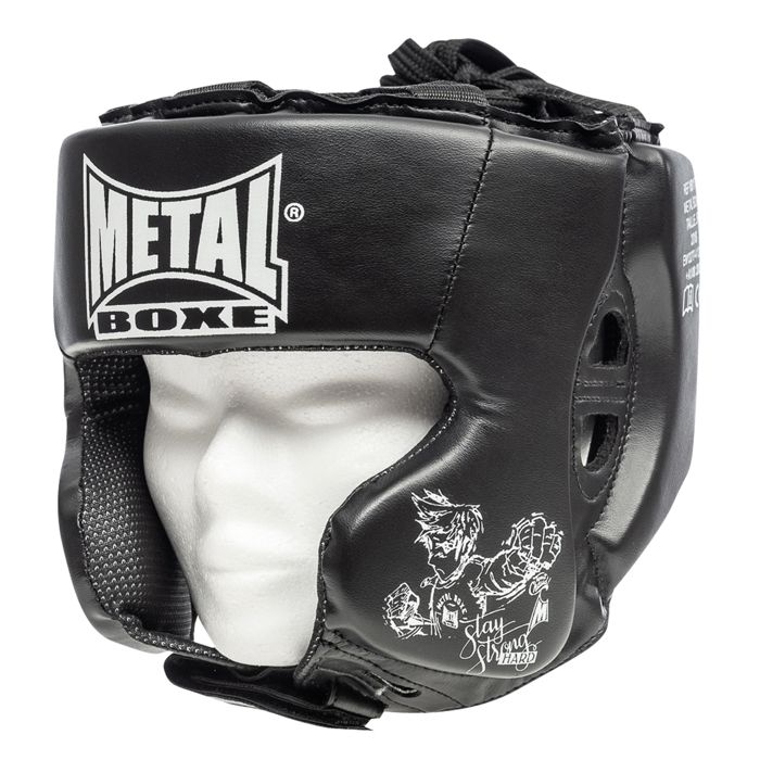Casque Entraînement - Métal Boxe - Enfant - Noir - Protection Pommettes - Confort Optimal