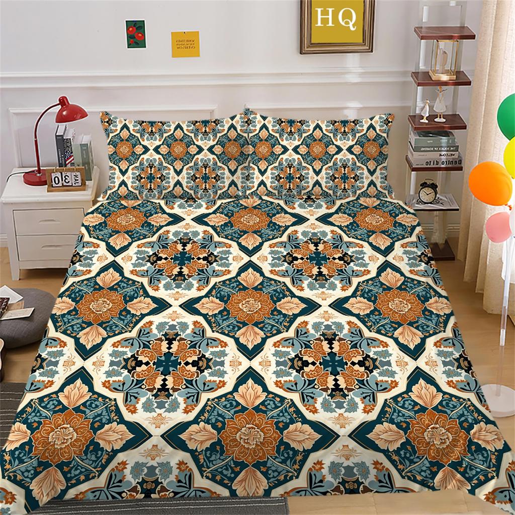 Zestaw pościeli 3D Paisley w stylu indyjskim Poszwa na kołdrę 2/3 sztuk UK/US/AU/EU/DE Pełny rozmiar Zmywalny miękki Szybkoschnący Dekoracja wnętrz