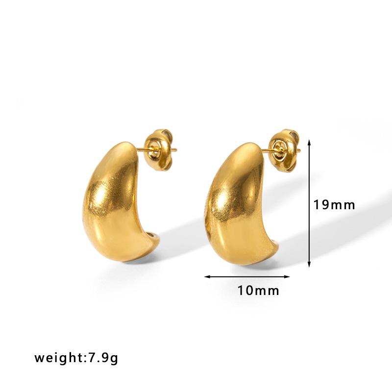 Gold Color Stainless Steel Hoop Earrings For Women Ear Drop Stud