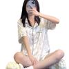 Sweet Girl Ice Silk Pajamas Women'S Summer Cute Milk Rabbit Short-Sleeved Shorts Niche Loungewear Set
