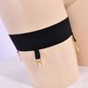 Punk Leg Rings With Thigh High Stockings Oil Shiny Sexy Stockings Set + Hold Up Silicone Garter Belt Sexy Lingerie Underwear