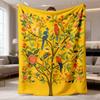 2026 New Arrival Flannel Blanket 1pc Creative Flower Tree Bird Print Plush Blanket 5 Sizes To Choose Durable, Comfortable And Warm Stylish And Comfort
