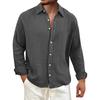 Men's Solid Color Wrinkled Lapel Long Sleeve Shirt Men's Casual Fashion Long Sleeve Shirt