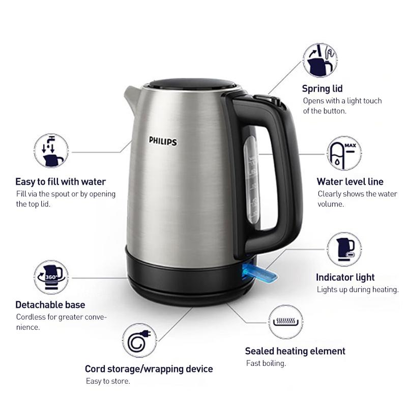 Philips HD9350/90 Electric Kettle 1.7 L Capacity Comes with a Compatible Country Plug 1850 W