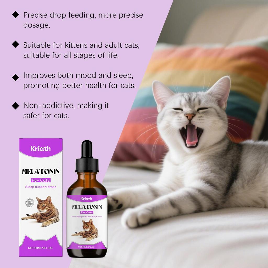 Kriath Krople do Pielęgnacji Zdrowia Zwierząt 60ml: Delikatne składniki łagodzą koty, wspomagają sen, wzmacniają odporność i zwiększają energię.