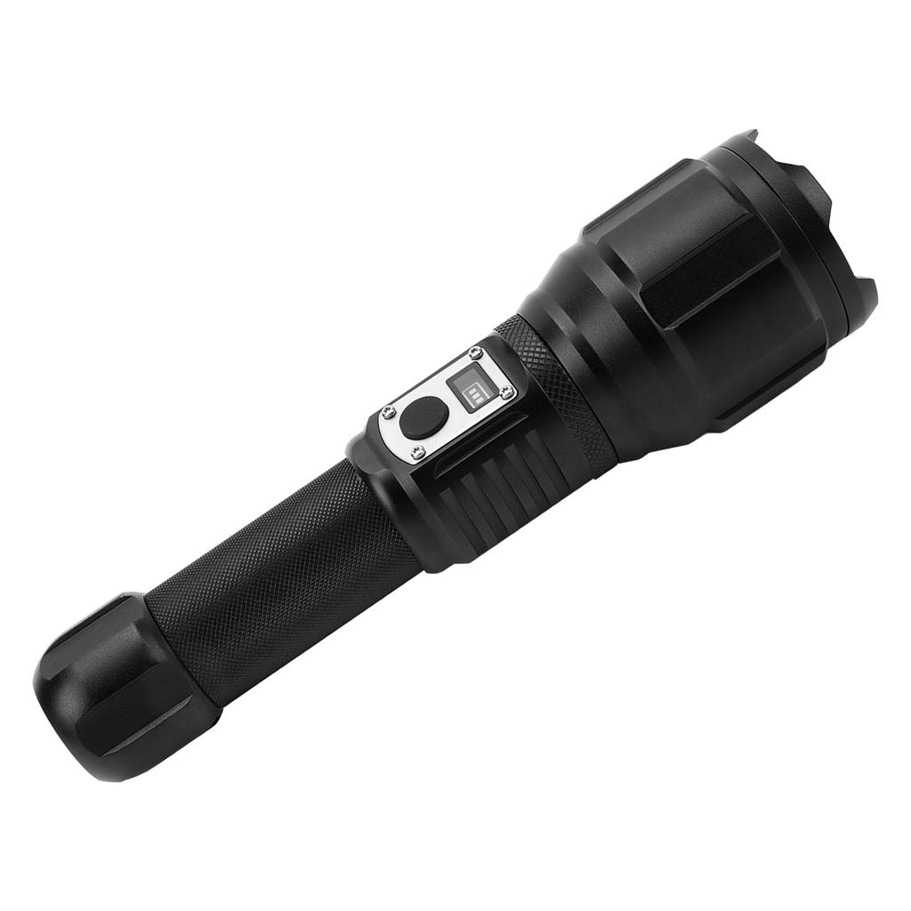Super Bright Flashlight with Electronic Display Screen Waterproof Type C Charged Zoomable LED Flashlight for Camping Short