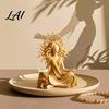 Rustic Interior Decorations Meditating Sun Goddess Resin Statue Yoga Spiritual Figurine Boho Zen Home Office Decor Style Desktop Ornament