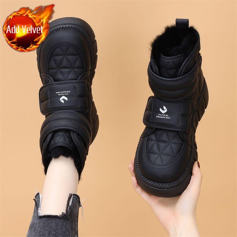 

Chunky Round Toe Winter Leather Waterproof Ladies Shoes Fashion New in Booties on Promotion Novelty Padded Women s Snow Boots 40