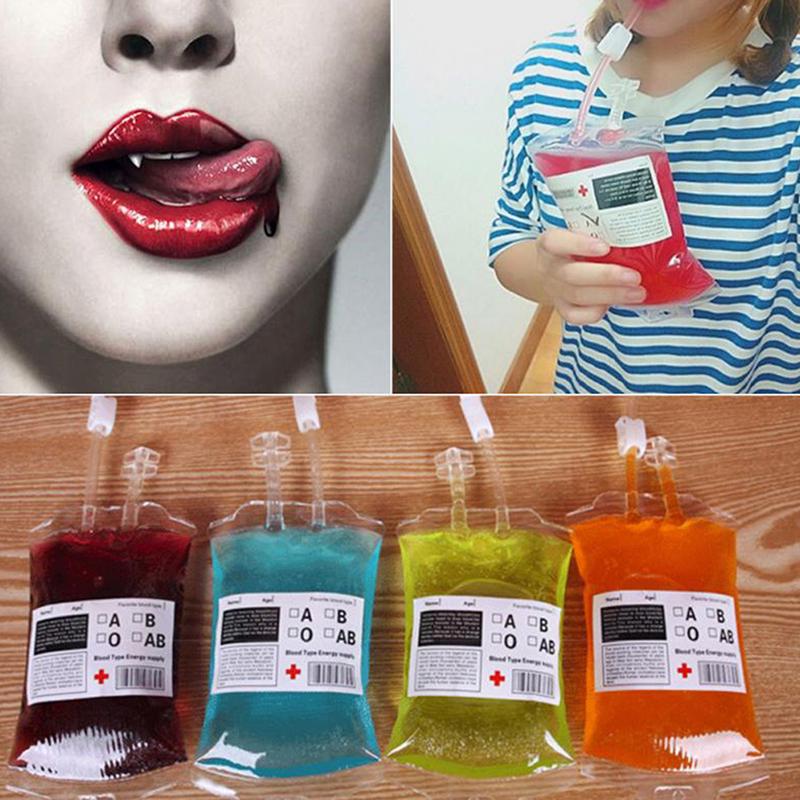 350Ml Medical Pvc Reusable Blood Energy Drink Bag Halloween Vampire Pouch Props