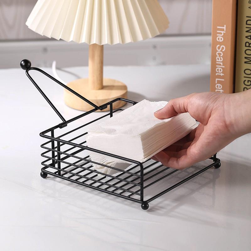 Porta asciugamani di carta e tovaglioli in ferro battuto nordico per caffè, hotel o ristorante - Design quadrato Disponibile in magazzino