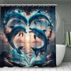 Dolphin Heart Bathroom Set - Waterproof Shower Curtain, Ultra-Soft Floor Mats, Toilet Lid Cover, And Contour Mat