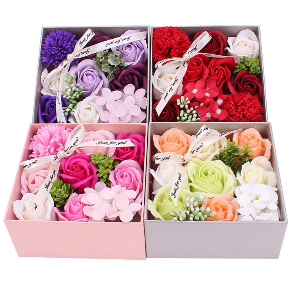 DIY Handmade Soap Flower Gift Box Artificial Scent Rose Carnation Flowers for Valentine Day Wedding Birthday Party Decoration