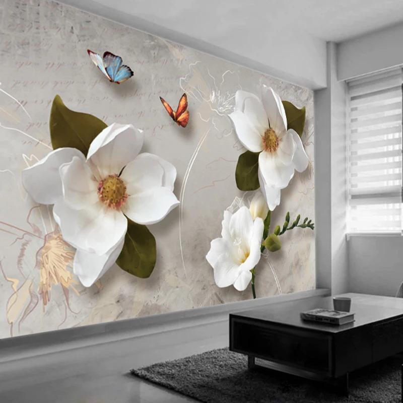 Europäischen Stil Tapete Retro Blume Schmetterling Wand Dekor Wandbild Für Wohnzimmer Schlafzimmer Hintergrund 3d Wand Papier