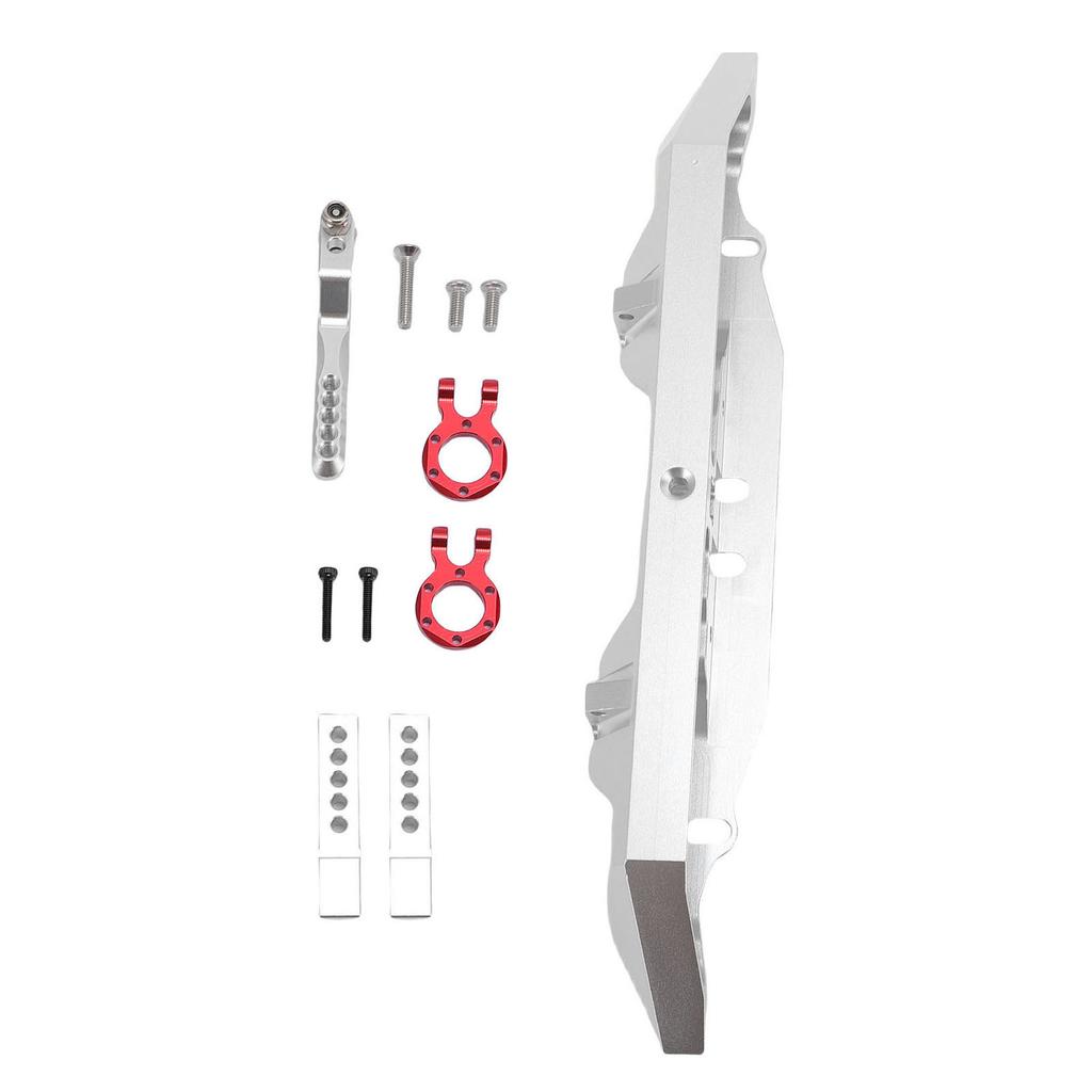 RC Rear Bumper with Trailer Hitch Silver Aluminum Alloy RC Crawler Car Rear Bumper for Replacement