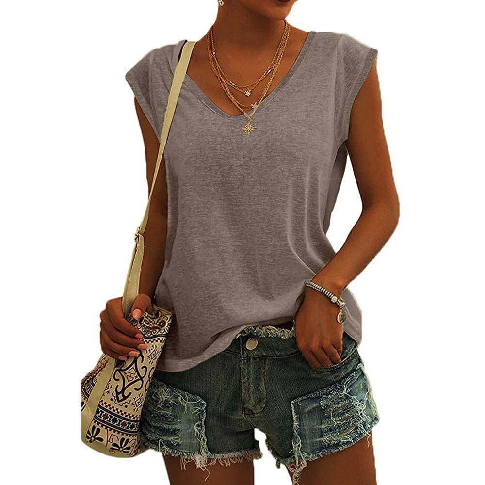 Women's Sleeveless T-Shirt Casual Loose Fit Tank Tops Basic Tank Tops Fashion Beach Ladies Summer Tops Cap Short Sleeve Tees