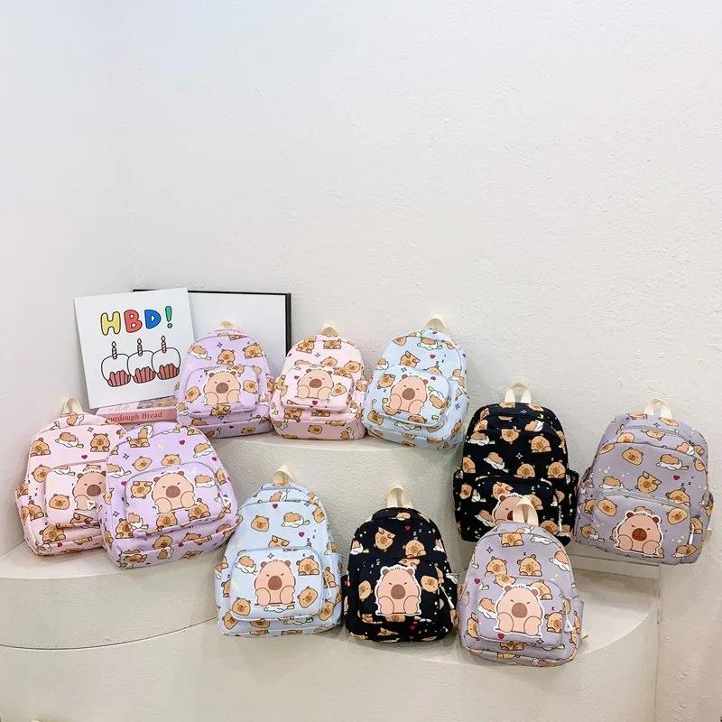 Capybara Cartoon Printting Backpack School Bag For Cute Kids Breathable Gift