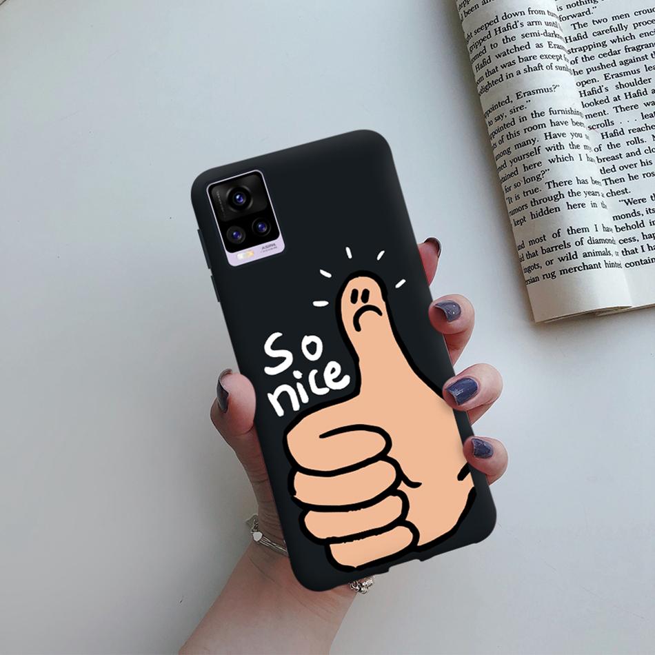 For Coque Vivo V20 Matte Silicon Case Cartoon Animals Cute Cat Pets Cactus Phone Back Cover For Vivo V20 V2025 V 20 VivoV20 Case