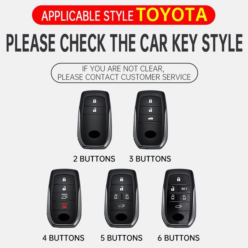 Zinc Alloy Leather Car Key Case For Toyota Gr Chr Hilux Fortuner Land Cruiser 200 Camry Corolla Crown Rav4 Highland Prado
