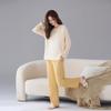 Women's Pure Cotton Pajamas with Chest Pad - Long Sleeve, Plus Size, for Autumn/Winter. Wearable Outdoors, Loose Fit Homewear.