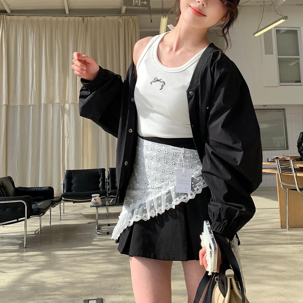 

Высококачественное белое вышитое кружево, сетка, юбка-фартук, женский хлопок для весны и осени average size