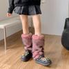 Women Cozy Winter Leg Warmers with Soft Furry Harajuku Fuzzy Plush Boot Cuffs Leg Covers for Indoor and Outdoor Use