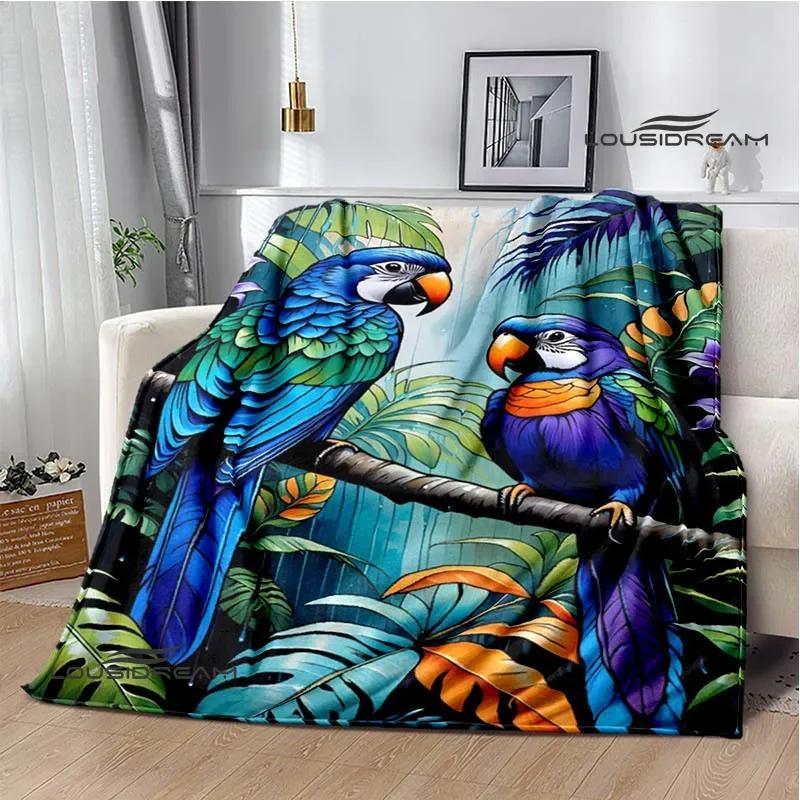 3D Parrot Cute Printed Blankets Picnic Blanket Warm Flannel Blankets Soft and Comfortable Blanket Bed Linings Birthday Gift