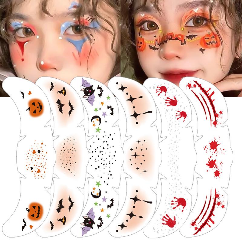 Halloween Makeup Stickers Freckle Stickers Waterproof Temporary Facial Tattoo Stickers Halloween Tattoos