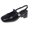 Spring 2025 New Sandals Temperament Rear Empty Square Head Mary Jane Single Shoes Women's Shoes Thick Heel High Heels