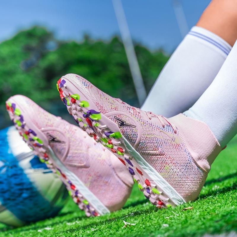 Men's/Women's Soccer Shoes Rubber Soft Sole Short Spikes Artificial Turf Indoor Competition Professional Children's Football Shoes