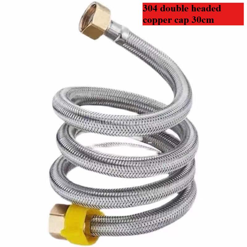 304 Stainless Steel Braided Faucet Hose - 1/2 Inch, Hot & Cold Water, Flexible Inlet Pipe for Faucet/Heater