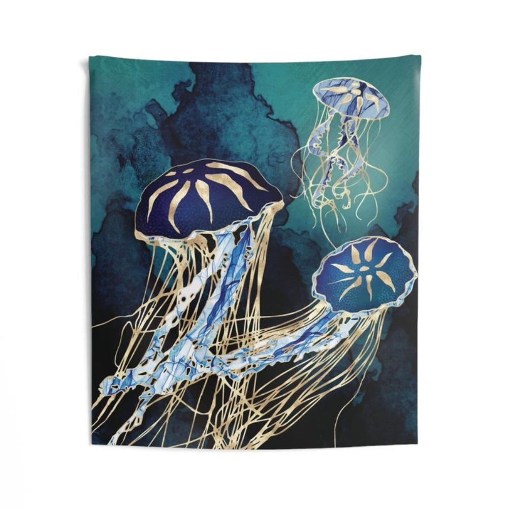 

Гобелен с медузами Разные размеры HD Печать Абстрактное Подводное Морское Существо Океан Мягкий Полиэстер Спальня Гостиная Декор Стены 74x94cm(29x37in)