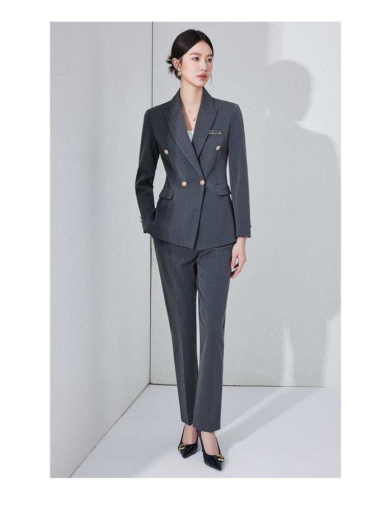 Women's Professional 2025 High-End Blazer Pant Suit Set for Workplace Interviews - Spring Collection