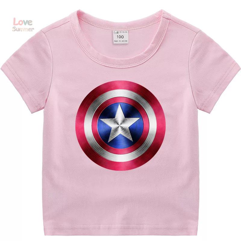 2026 children Printed Captain America's Shield Pattern, Boys Short Sleeved Sports Casual, unisex T-shirt
