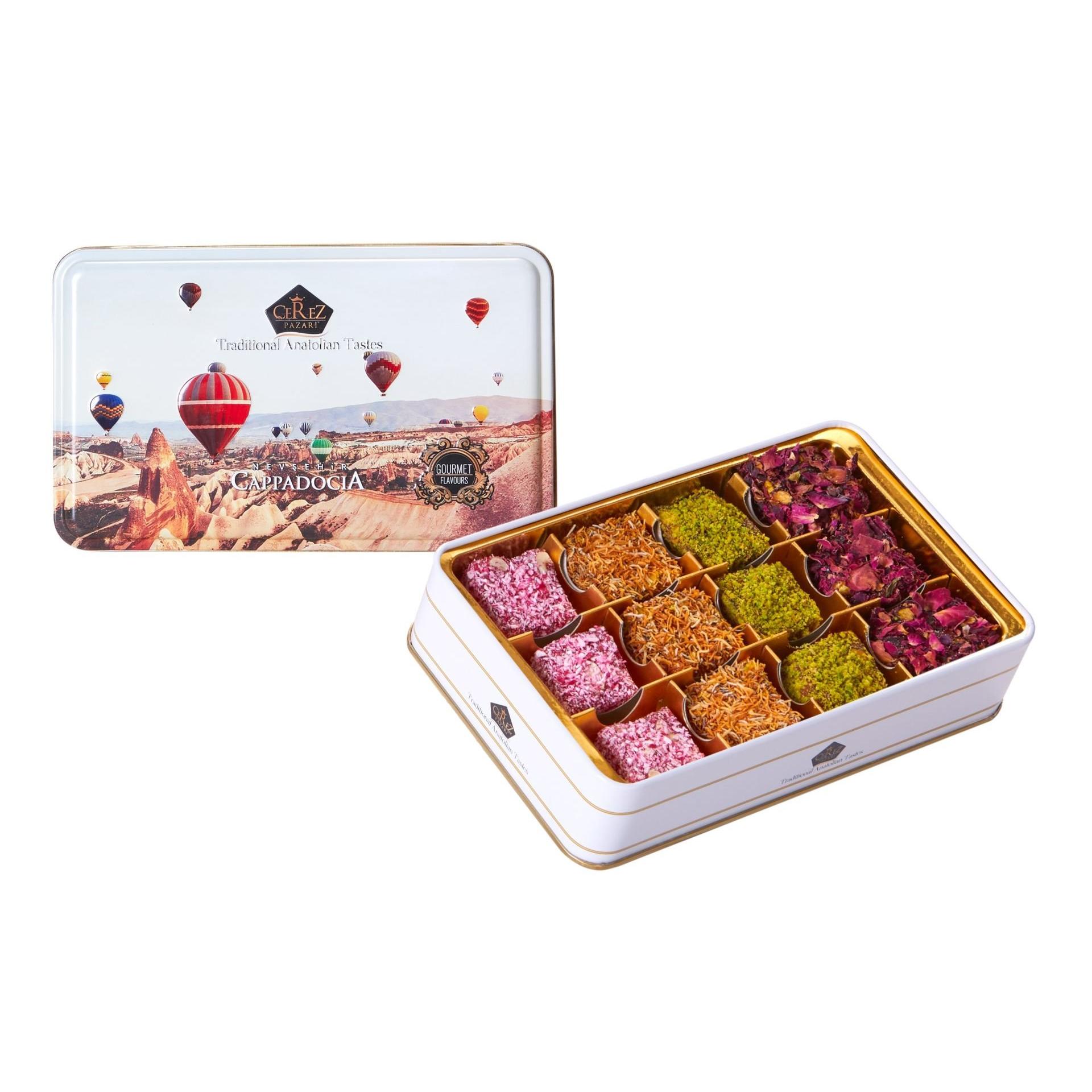 

Hediyelik Metal Kutuda Vegan, Glutensiz ve Glikozsuz Kral Lokum 240gr