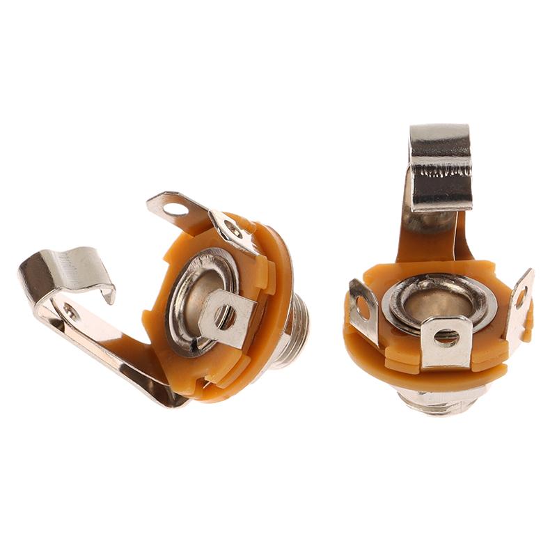 6.35 6.5 Mono Audio Cable Jack Plug Chassis Solder Adapter 5Pcs 6.35Mm 2 Pin Pole 1/4" Female Panel Mount Power Socket Connector