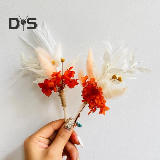 6 buc buchet de flori artificiale uscate, buchet de flori mini boem, DIY meșteșuguri, vază, petrecere de nuntă, acasă, birou, decorare centrală pentru masă