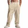 Men’s Loose-fit Casual Linen Hip-hop Beach Sports Straight-leg Trousers, Beach Trousers, Linen Casual Trousers