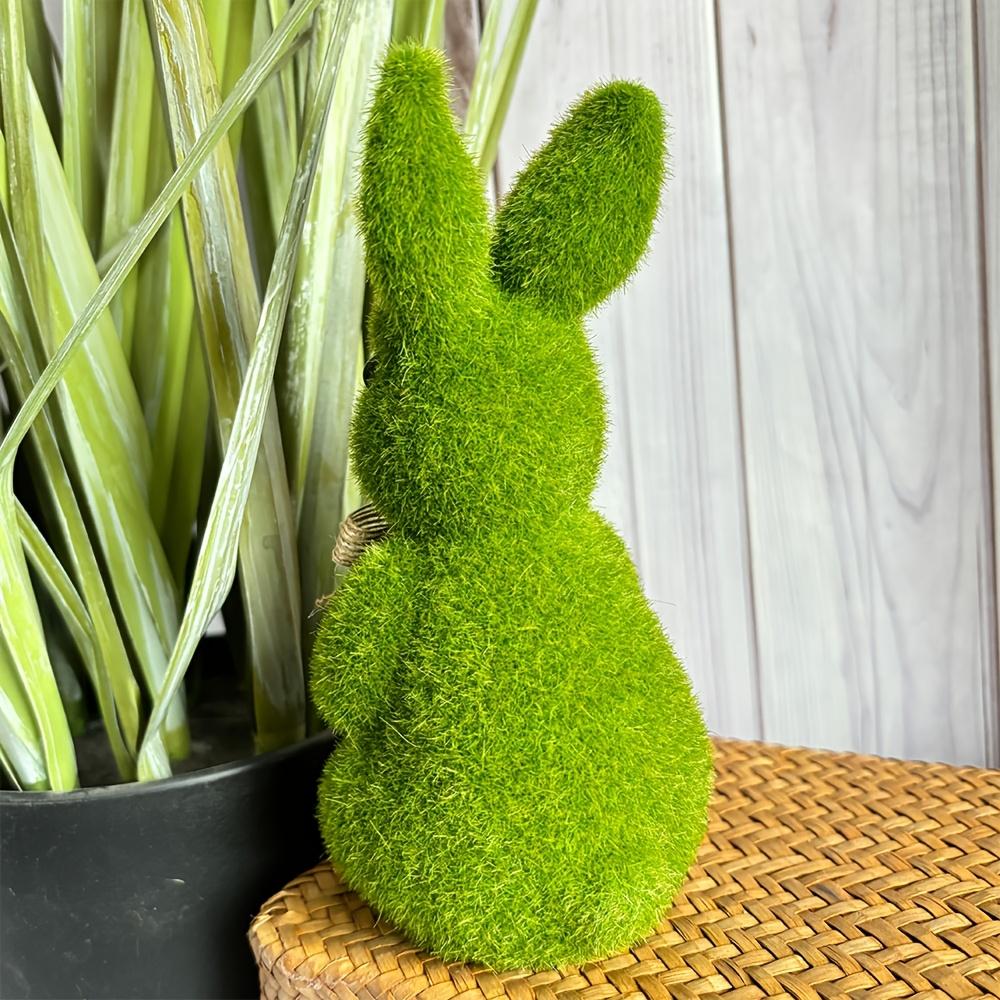 6.69inch Standing Moss Rabbit, Easter Garden Decoration, Indoor Potted Plant Decor, Moss Rabbit Ornament, Tabletop