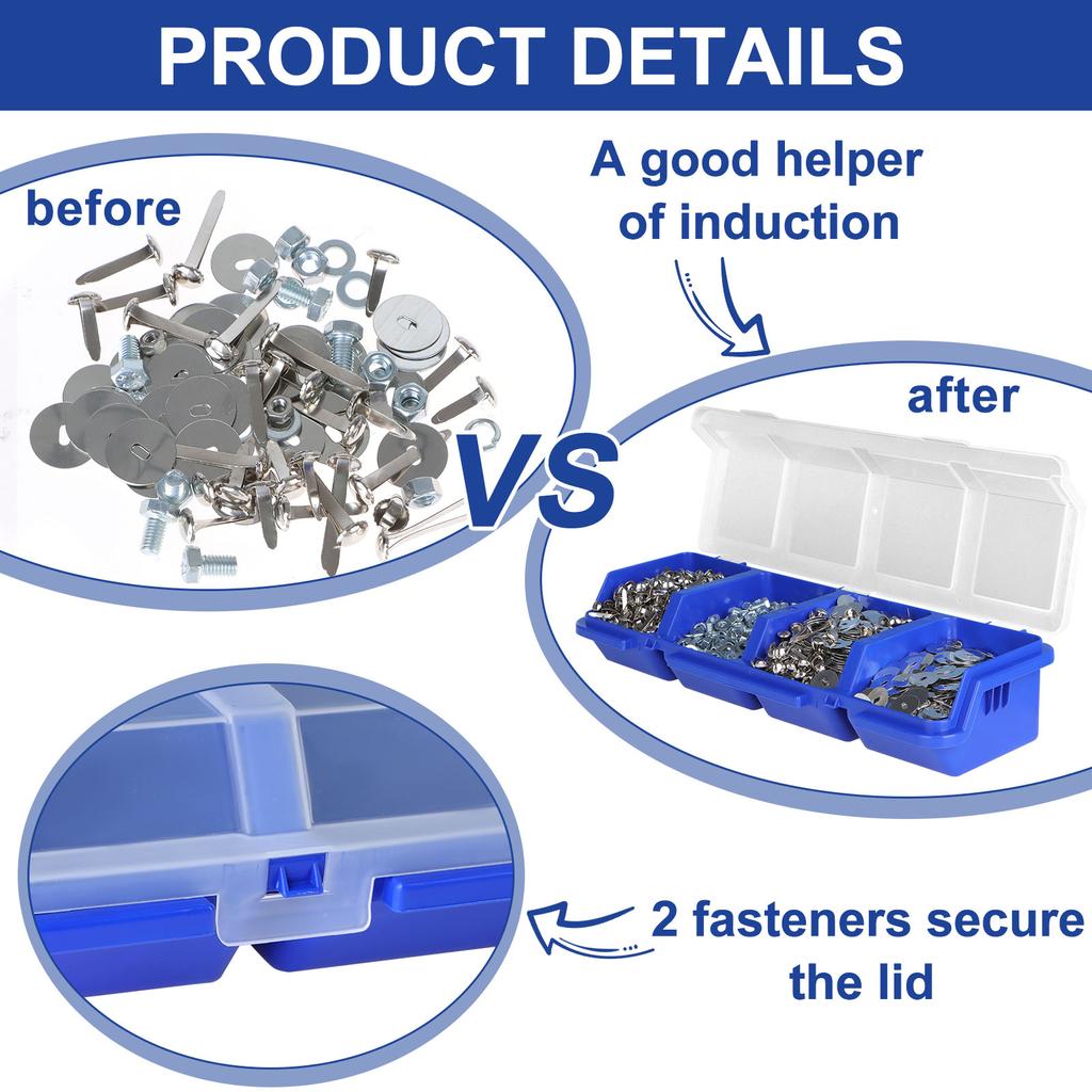 9 Pack Screw Organizer Box With Lids 4 Compartments Tools Organizer Box Small Parts Storage Box Sorting Screw Toolbox Case Plast