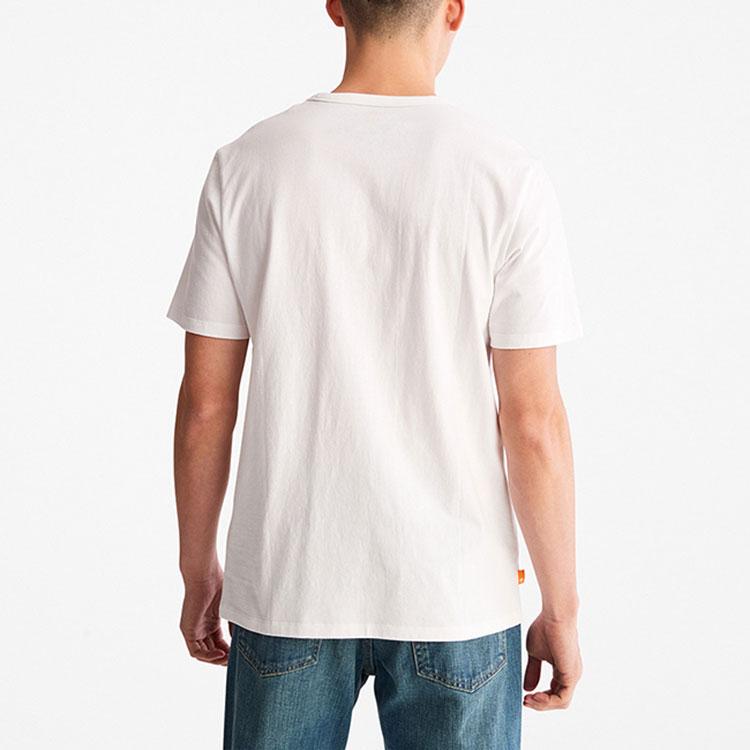 Timberland Casual Breathable Sports Short Sleeve Printed Crew Neck T-Shirt American Vintage Men Tops White A61NW-100