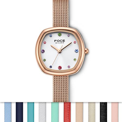 [FOCE LADY] FOCE LADY Women s Macaron Changeable Band Watch FM2016WRG Black Enamel