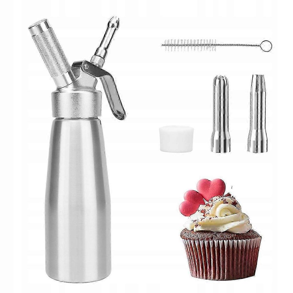Professional Cream Dispenser, Stainless Steel Siphon 500 Ml, 3 Nozzles