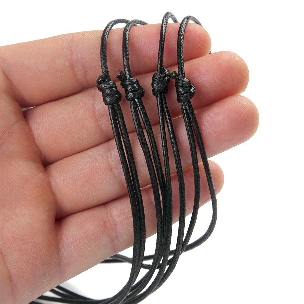 Black Adjustable 40-80Cm Waxed Cord Leather Necklaces For Women Men Accessories Simple Trendy Rope Long Necklace Fit Diy Pendant