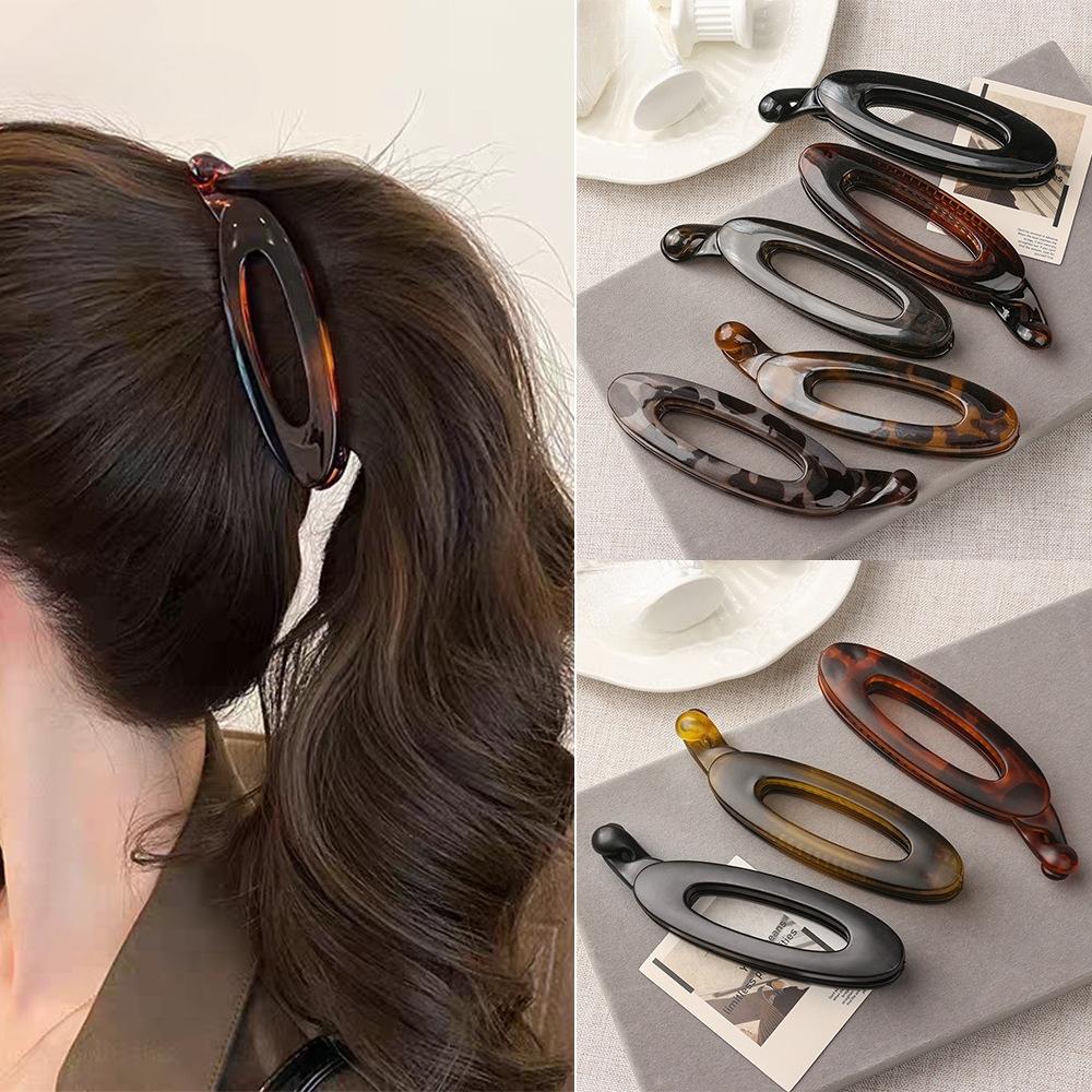Leopard Print Banana Clip Oval Anti Slip Ponytail Clip Fashion Versatile Hair Clamp Headwear Hair Accessories Korean Headwear